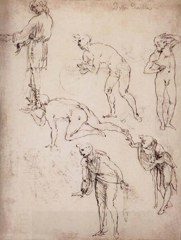 LEONARDO da Vinci Six studies fur naked or clothed men